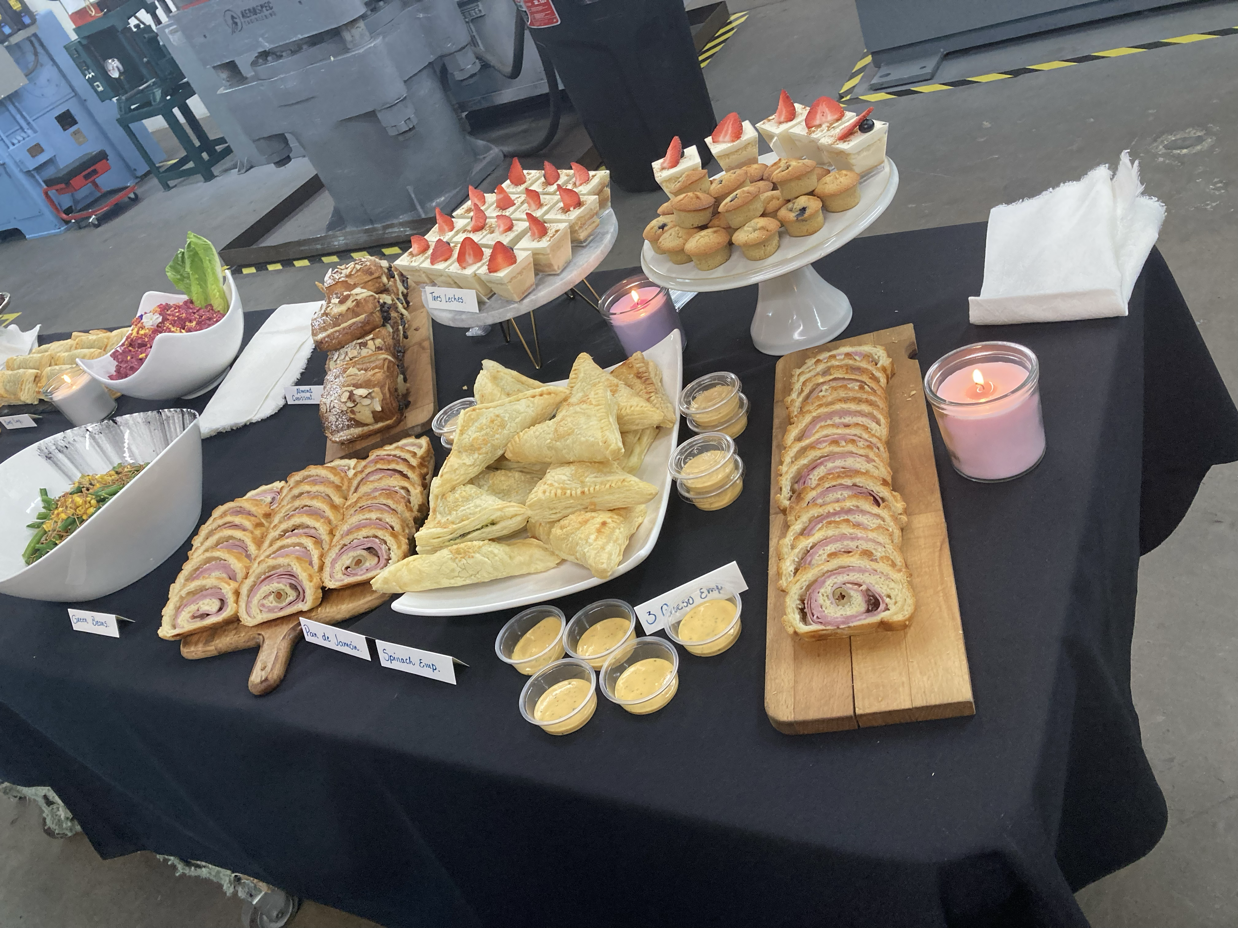 Empanadas and dessert selections for catering