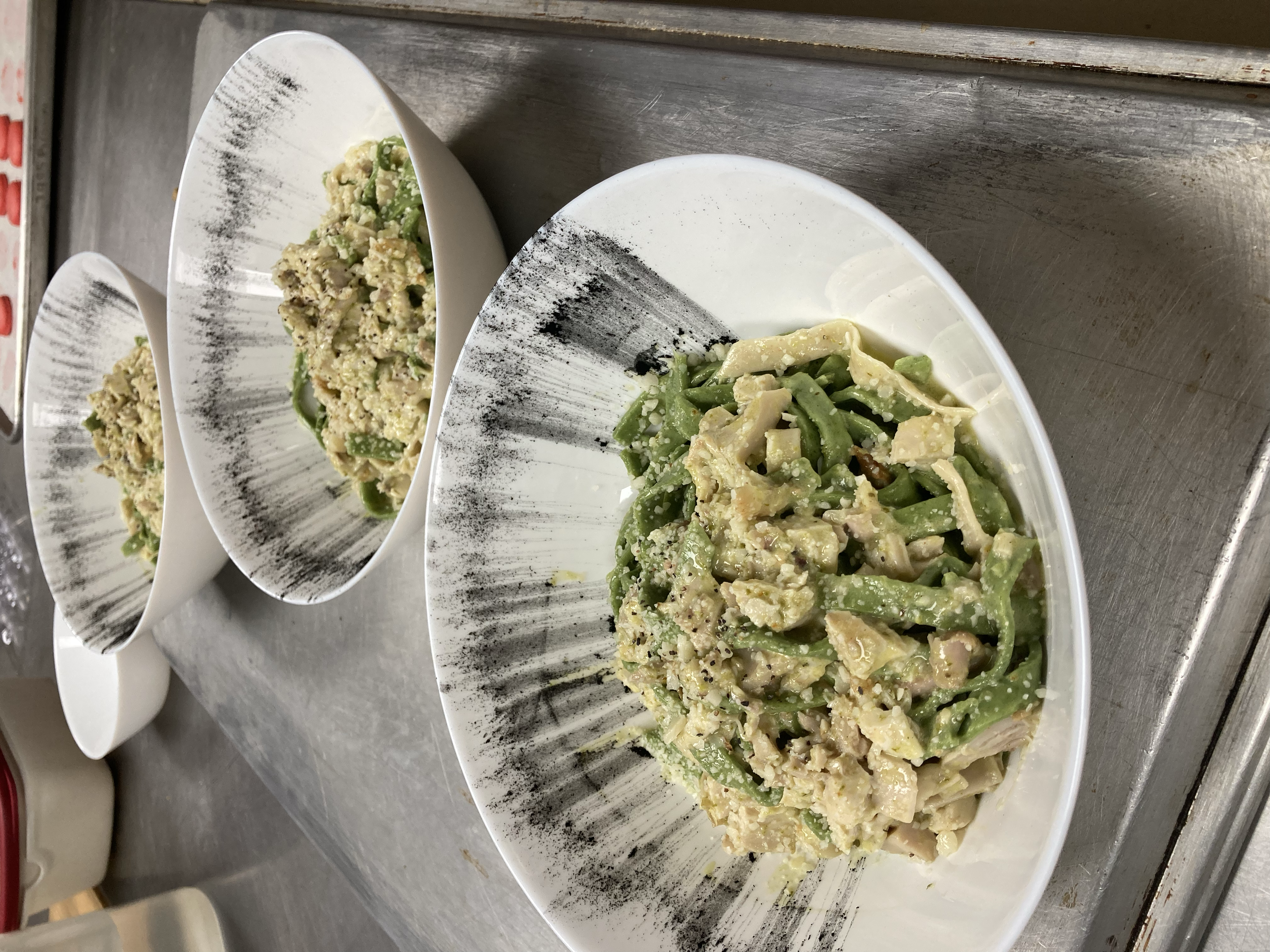 Spinach pasta catering platter